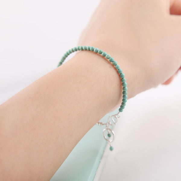 Tiny Turquoise Beads Bracelets December Birthstone Womens Gemstone Jewelry Accessories Gift cute
