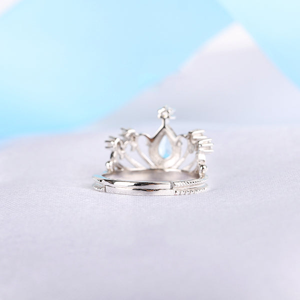Topaz Crown Ring Gold Silver Engage proposal Ring November Birthstone Women BACK
