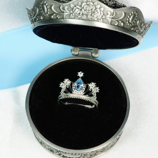 Topaz Crown Ring Gold Silver Engage proposal Ring November Birthstone Women in case