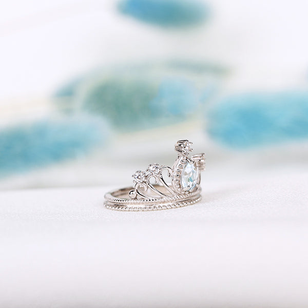 Topaz Crown Ring Gold Silver Engage proposal Ring November Birthstone Women side