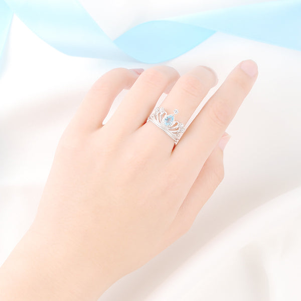 Topaz Crown Ring Gold Silver Engage proposal Ring November Birthstone Women wear