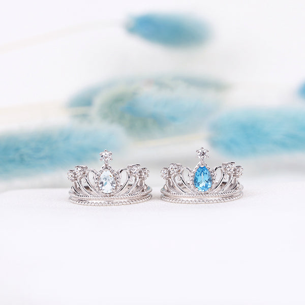 Topaz Crown Ring Gold Silver Engage proposal Ring November Birthstone Women