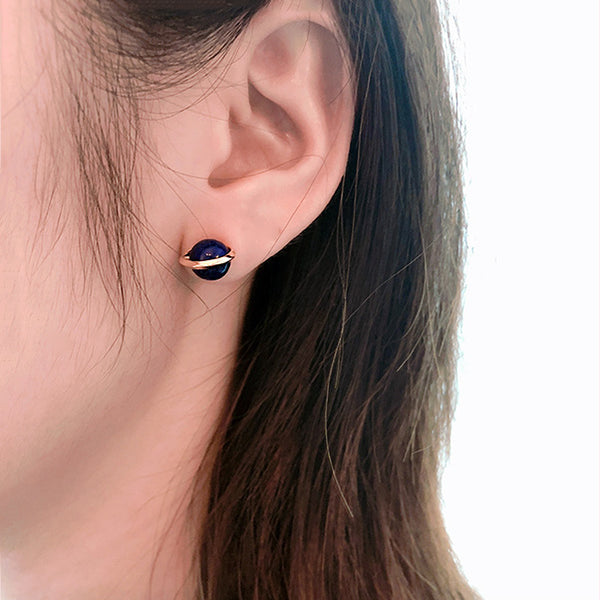 Topaz Lapis Lazuli Pearl Stud Drop Earrings Gold silver Jewelry Women cute