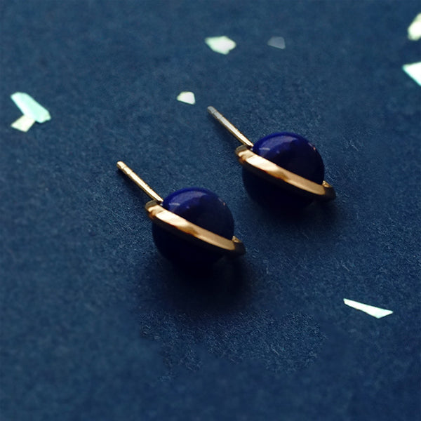 Topaz Lapis Lazuli Pearl Stud Drop Earrings Gold silver Jewelry Women fashionable