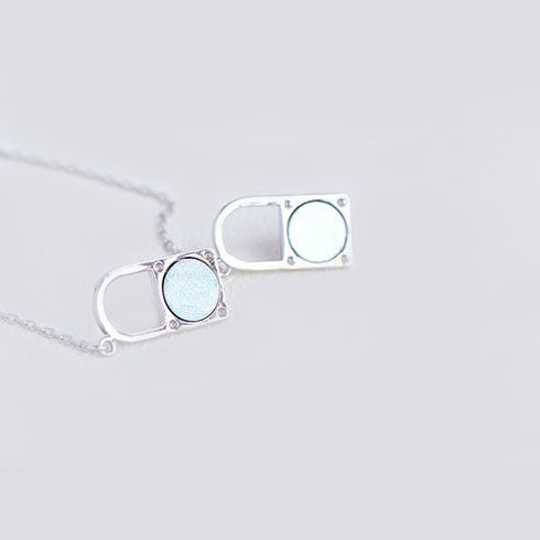 Topaz Moonstone Double Mosaic Pendant Necklace Silver Jewelry Accessories Gifts Women back