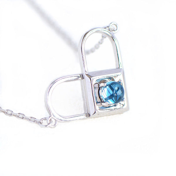 Topaz Moonstone Double Mosaic Pendant Necklace Silver Jewelry Accessories Gifts Women
