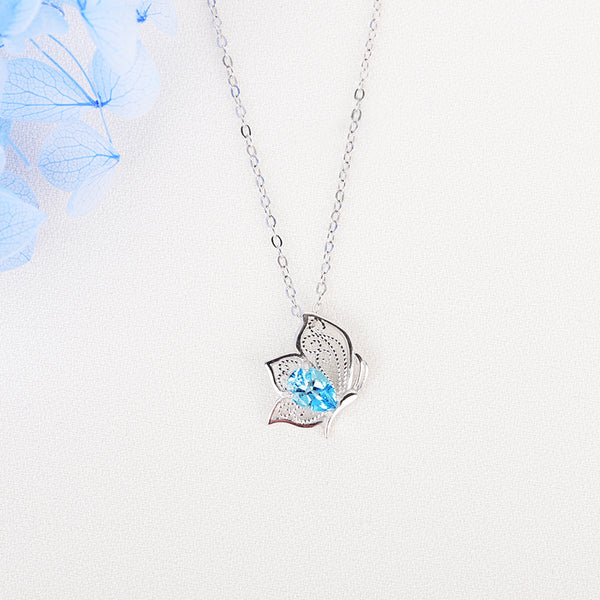 Topaz Pendant Necklace Gold Gemstone Jewelry Women