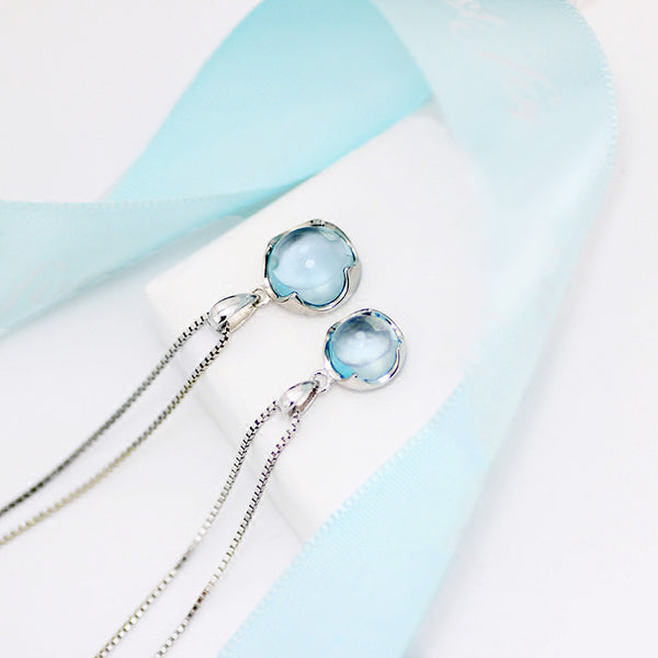 Topaz Pendant Necklace Silver Jewelry Accessories Gift Women blue