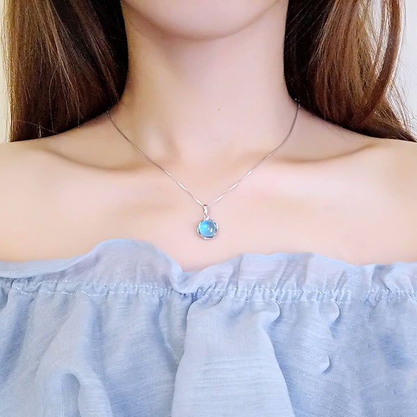 Topaz Pendant Necklace Silver Jewelry Accessories Gift Women lovely