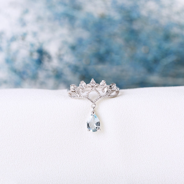 Topaz Ring Gold Silver Engage proposal Ring November Birthstone Women LIGHT BLUE