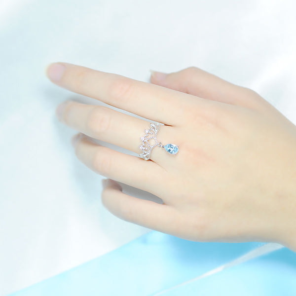 Topaz Ring Gold Silver Engage proposal Ring November Birthstone Women beautiful
