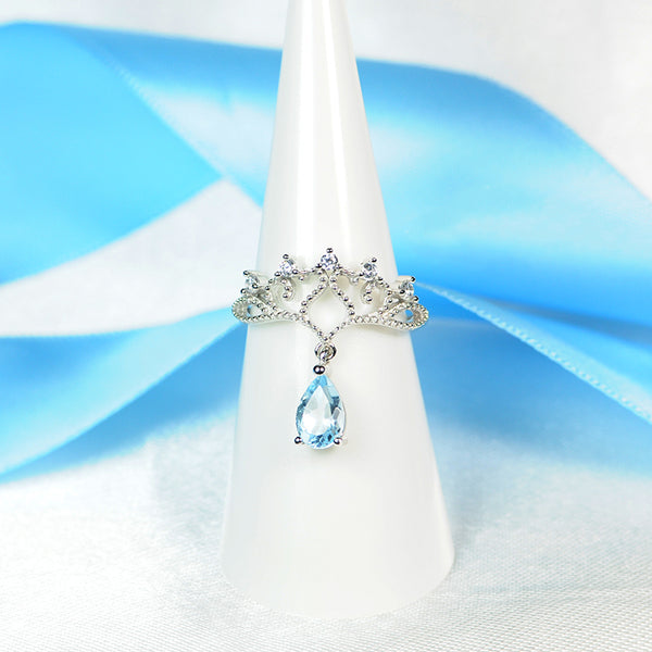 Topaz Ring Gold Silver Engage proposal Ring November Birthstone Women front