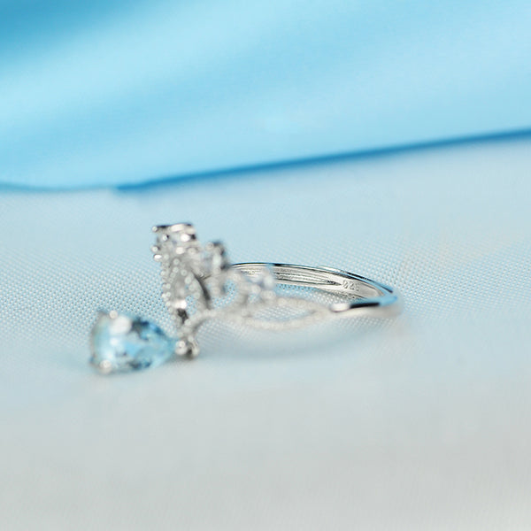 Topaz Ring Gold Silver Engage proposal Ring November Birthstone Women side