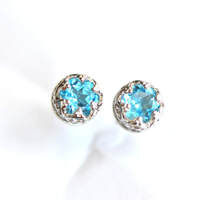 Topaz Stud Earrings Silver November Birthstone Handmade Jewelry women