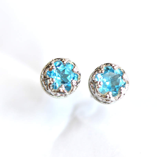 Topaz Stud Earrings Silver November Birthstone Handmade Jewelry women