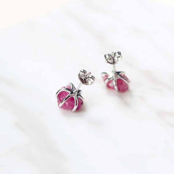 Tourmaline Stud Earrings Silver Handmade Jewelry Accessories Women back