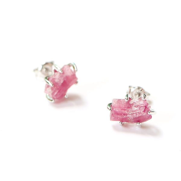 Tourmaline Stud Earrings Silver Handmade Jewelry Accessories Women side