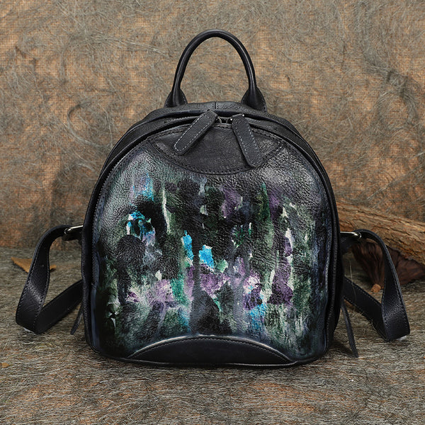 Handmade Ladies Small Leather Backpack Purse Book Bag Purse for Women
