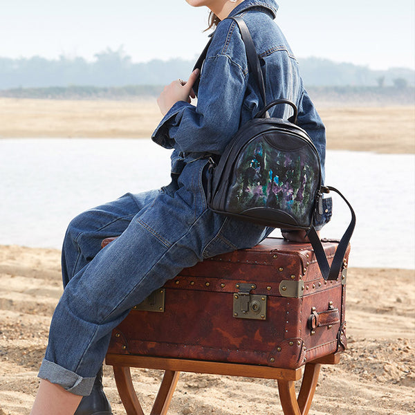 Trendy Ladies Genuine Leather Backpack Purse Book Bag Purse for Women stylish
