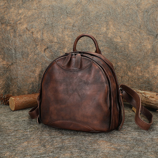 Trendy Ladies Genuine Leather Backpack Purse Book Bag Purse for Women
