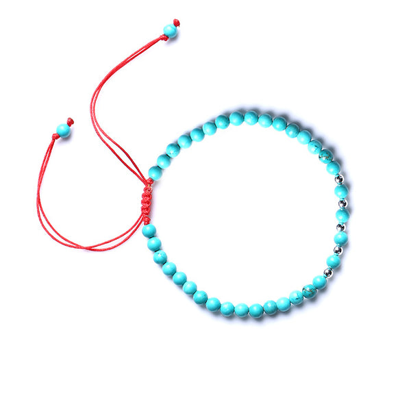 Turquoise and Sterling Silver Bead Bracelet Handmade Couples Lovers Jewelry Accessories for Women Men