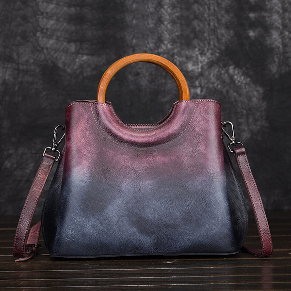 Unique Dyed Leather Womens Handbags Shoulder Bag Purses for Women Chic