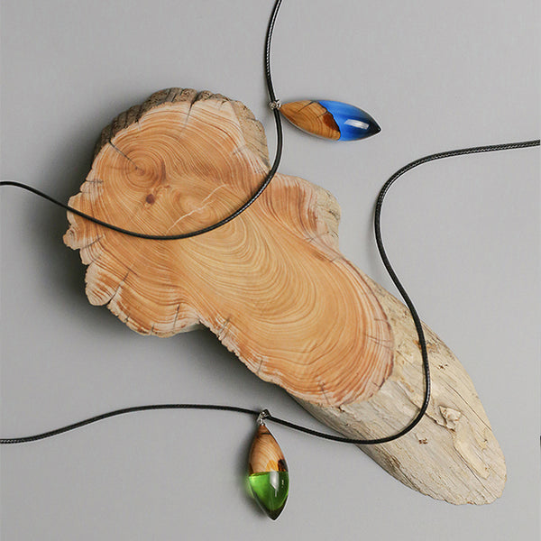 Unique Handmade Wood Resin Pendant Necklace Couple Jewelry Accessories Women Men nice
