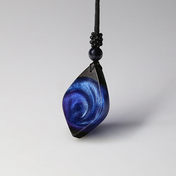Unique Handmade Wood Resin Pendant Necklace Couple Jewelry Accessories Women Men purple