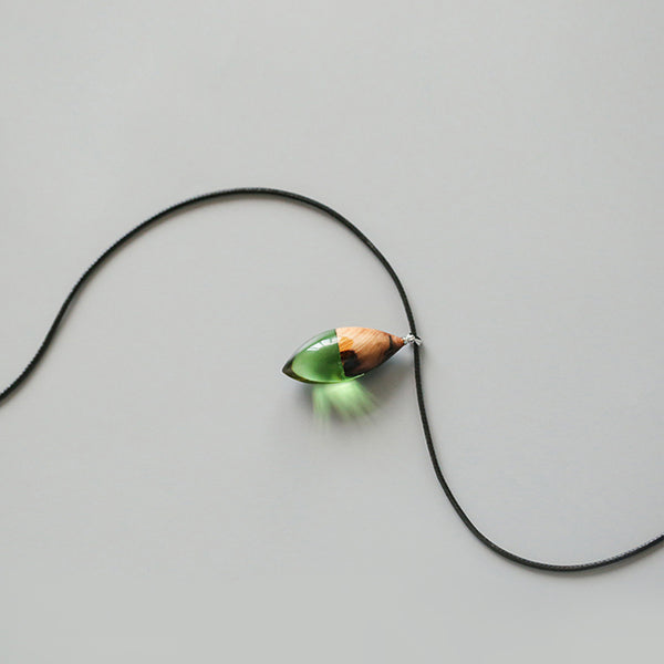 Unique Handmade Wood Resin Pendant Necklace Couple Jewelry Accessories Women Men Minimalism