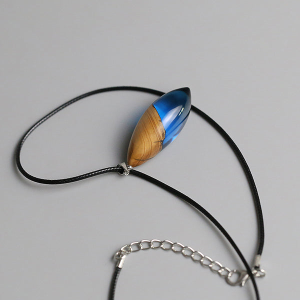 Unique Handmade Wood Resin Pendant Necklace Couple Jewelry Accessories Women Men Vintage