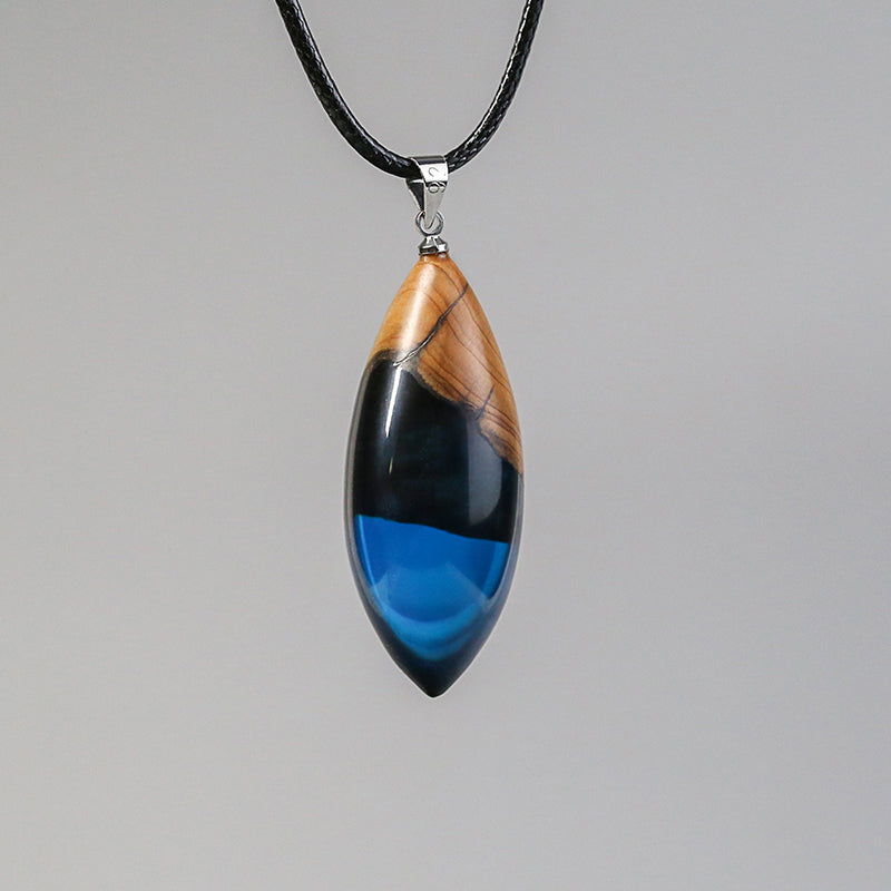 Unique Handmade Wood Resin Pendant Necklace Couple Jewelry Accessories Women Men