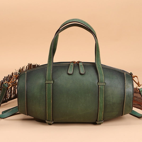Unique Women Leather Handbags Shoulder Bag Barrel Bag Purses for Women Original