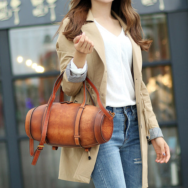 Unique Women Leather Handbags Shoulder Bag Barrel Bag Purses for Women beautiful