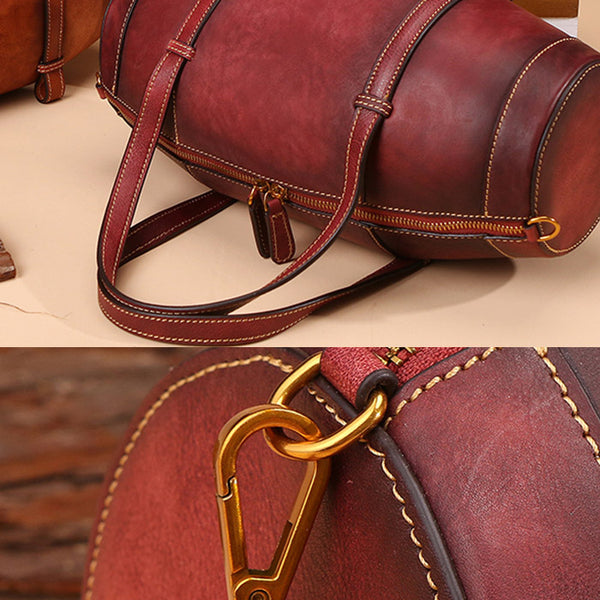 Unique Women Leather Handbags Shoulder Bag Barrel Bag Purses for Women cowhide