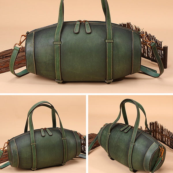 Unique Women Leather Handbags Shoulder Bag Barrel Bag Purses for Women cute