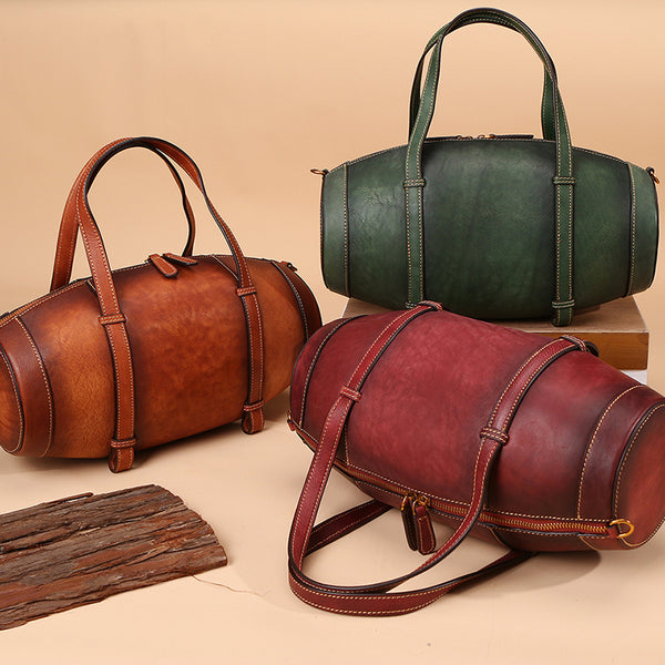 Unique Women Leather Handbags Shoulder Bag Barrel Bag Purses for Women fashion
