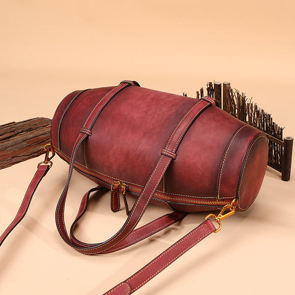 Unique Women Leather Handbags Shoulder Bag Barrel Bag Purses for Women