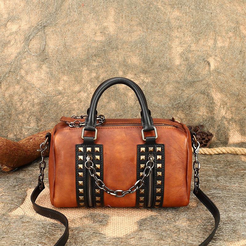 Unique Womens Crossbody Bag With Top Handle Black Leather Shoulder Bag Accessories