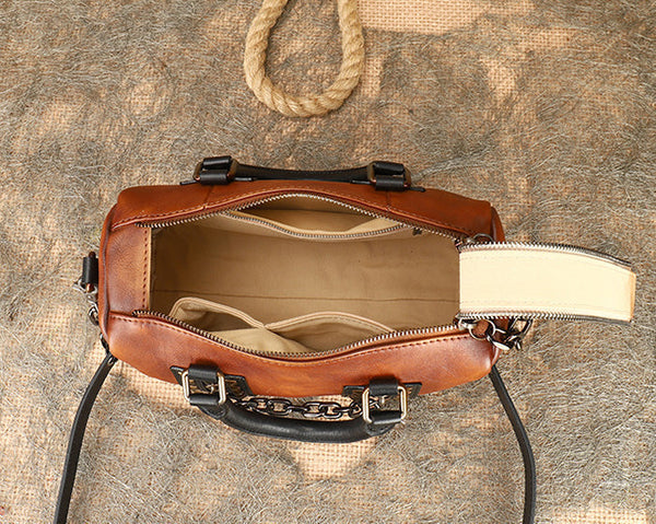 Unique Womens Crossbody Bag With Top Handle Black Leather Shoulder Bag Inside