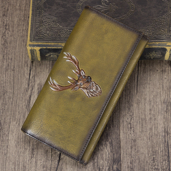 Unique Womens Genuine Leather Clutch Long Billfold Wallets for Women