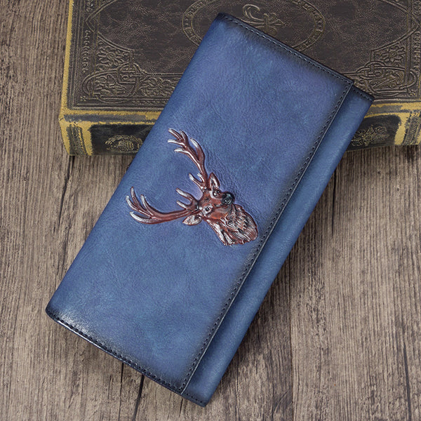 Unique Womens Genuine Leather Clutch Long Billfold Wallets for Women