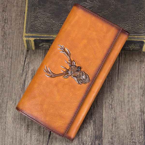 Unique Womens Genuine Leather Clutch Long Billfold Wallets for Women