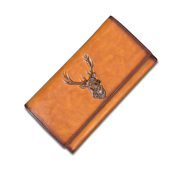 Unique Womens Genuine Leather Clutch Long Billfold Wallets for Women