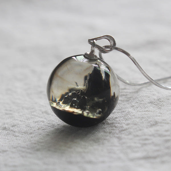Unique Wood Resin Pendant Necklace Sterling Silver Handmade Couple Jewelry Accessories Women Men charming