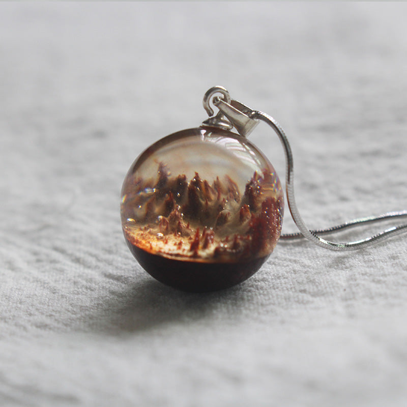 Unique Wood Resin Pendant Necklace Sterling Silver Handmade Couple Jewelry Accessories Women Men chic