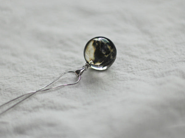 Unique Wood Resin Pendant Necklace Sterling Silver Handmade Couple Jewelry Accessories Women Men details