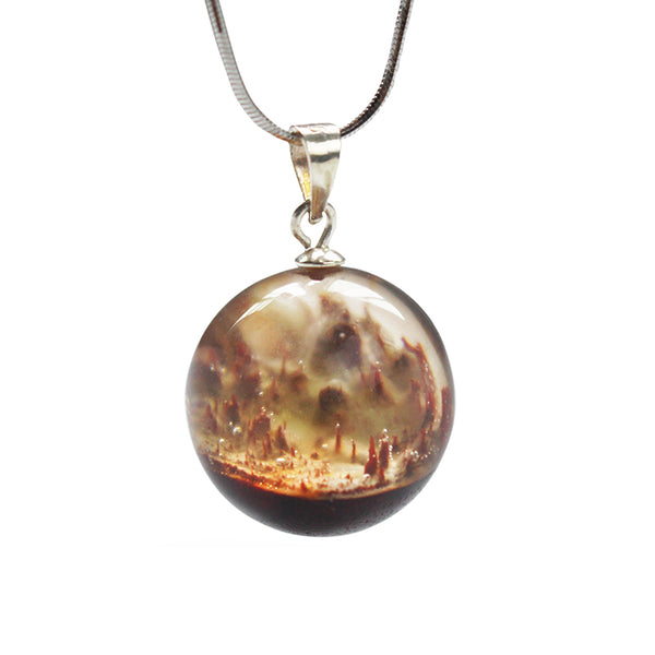Unique Wood Resin Pendant Necklace Sterling Silver Handmade Couple Jewelry Accessories Women Men nice