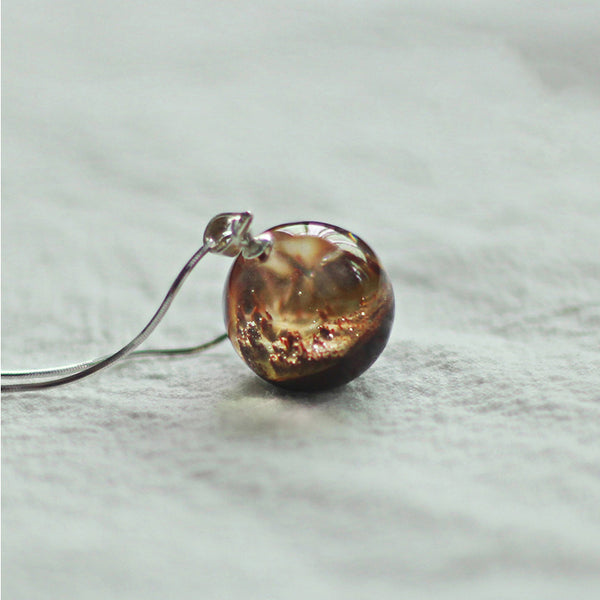 Unique Wood Resin Pendant Necklace Sterling Silver Handmade Couple Jewelry Accessories Women Men