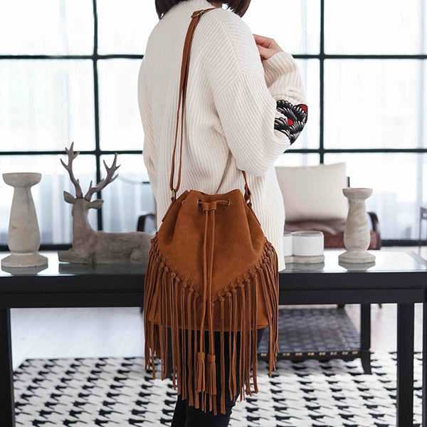 Vintage Boho Crossbody Fringe Purse PU Leather Shoulder Bag for Women Affordable