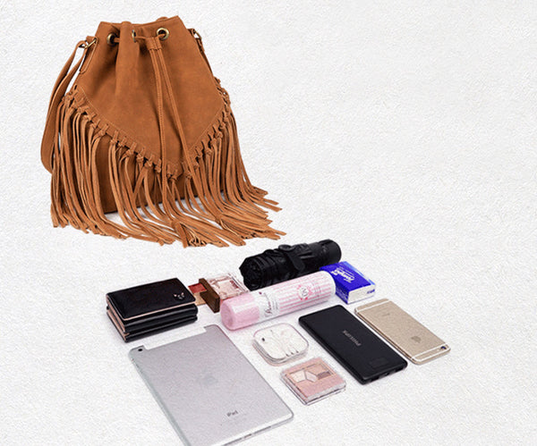 Vintage Boho Crossbody Fringe Purse PU Leather Shoulder Bag for Women Cool
